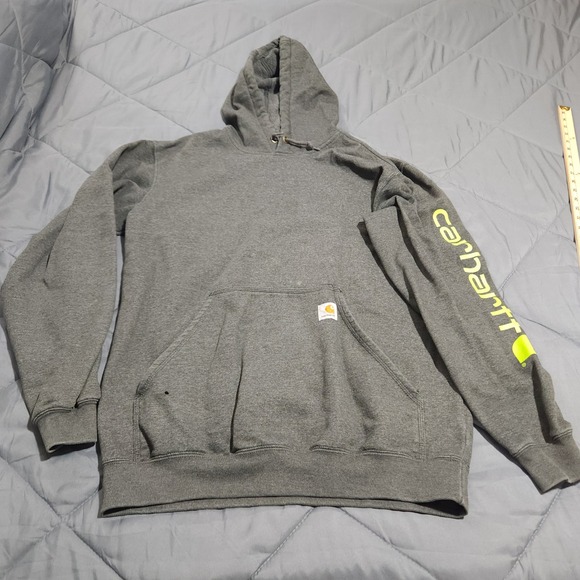 Carhartt Other - Carhartt Hoodie Men's M Gray Loose Fit Sleeve Logo Pullover Sweatshirt Flaw